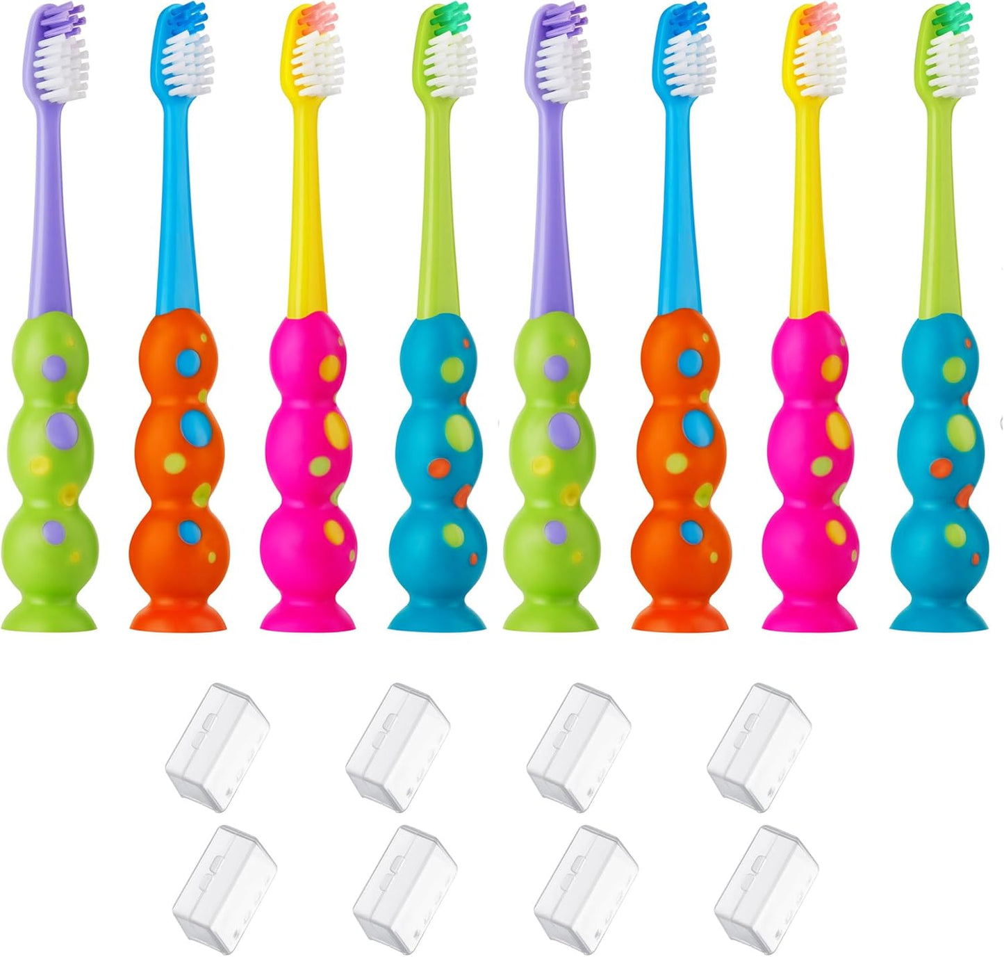Trueocity Kids Toothbrush - Soft Contoured Bristles - Child Sized Brush Heads (3-10 Year Old) - Suction Cup for Fun & Easy Storage - Girl & Boy Set