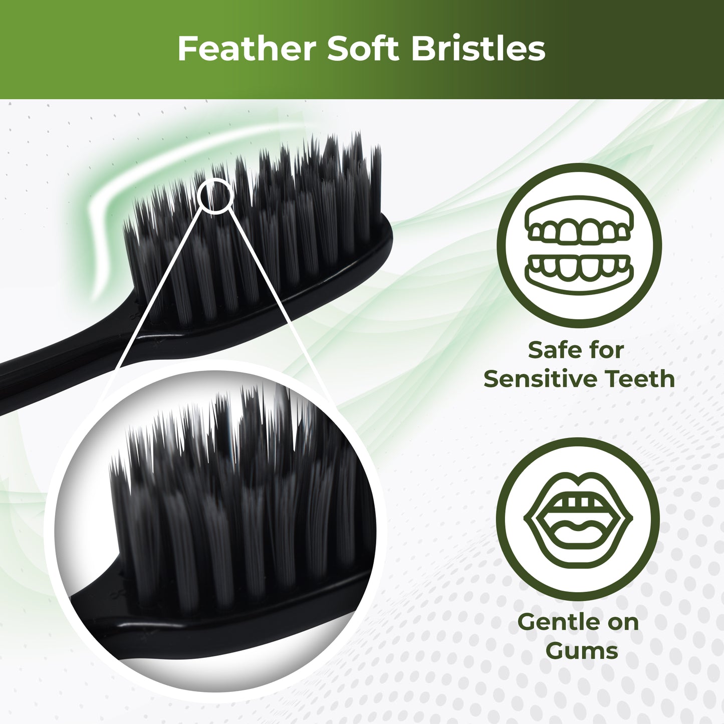 Charcoal Toothbrush, Natural Teeth Whitening Solution - 6 Pack