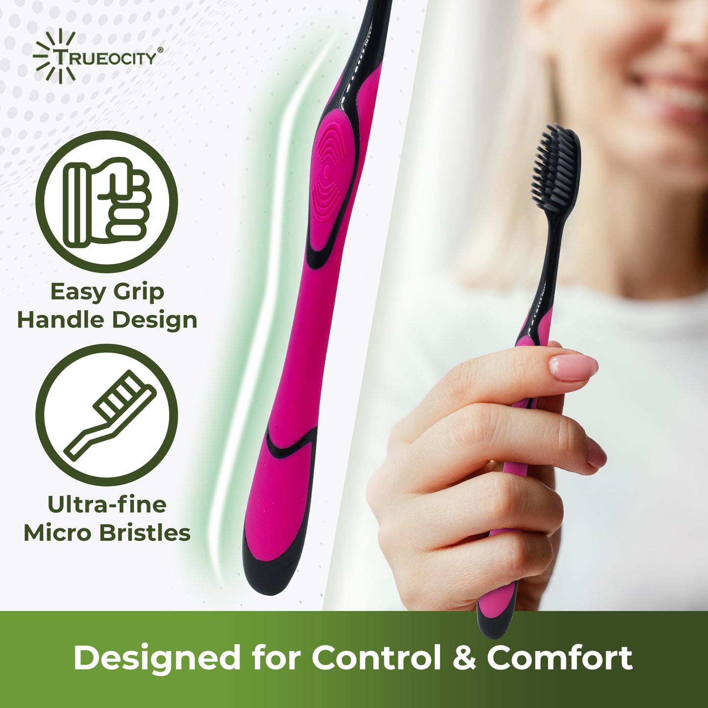 Charcoal Toothbrush, Natural Teeth Whitening Solution - 6 Pack