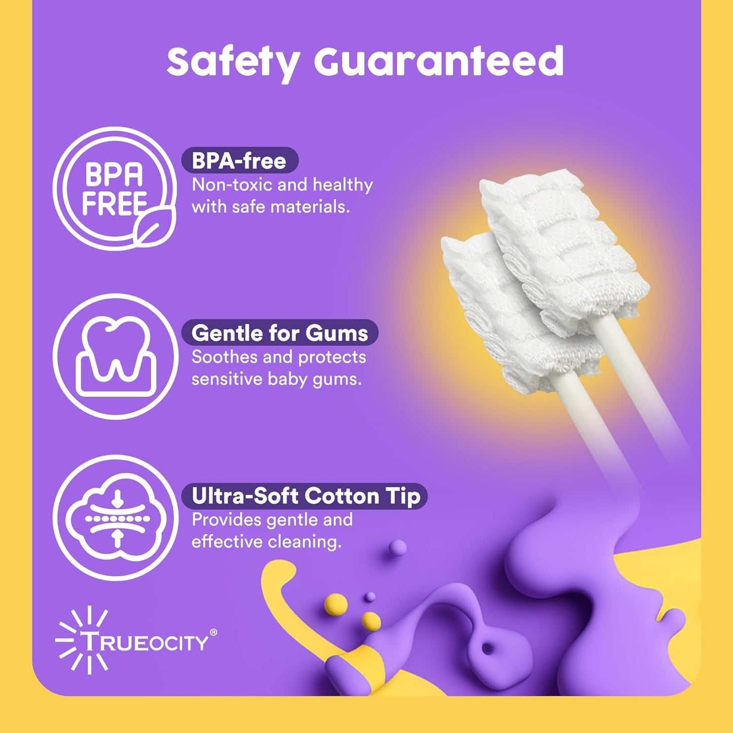 Trueocity Baby Tongue Cleaner Newborn – Soft Oral Cleaner for Infants, Gum & Mouth Cleaning for 0-3 Month Babies, Easy to Use and Safe for Daily Hygiene – Best Value Pack of 55 Units