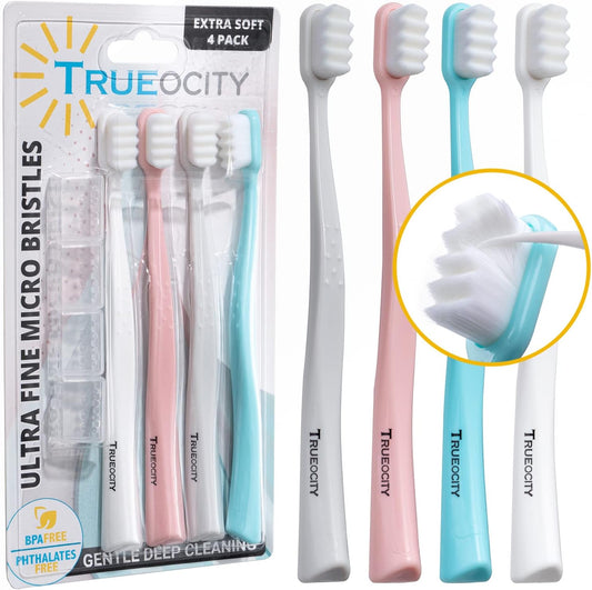 Extra Soft Toothbrush Micro Nano Toothbrush with 20,000 Bristles - 4 Pack