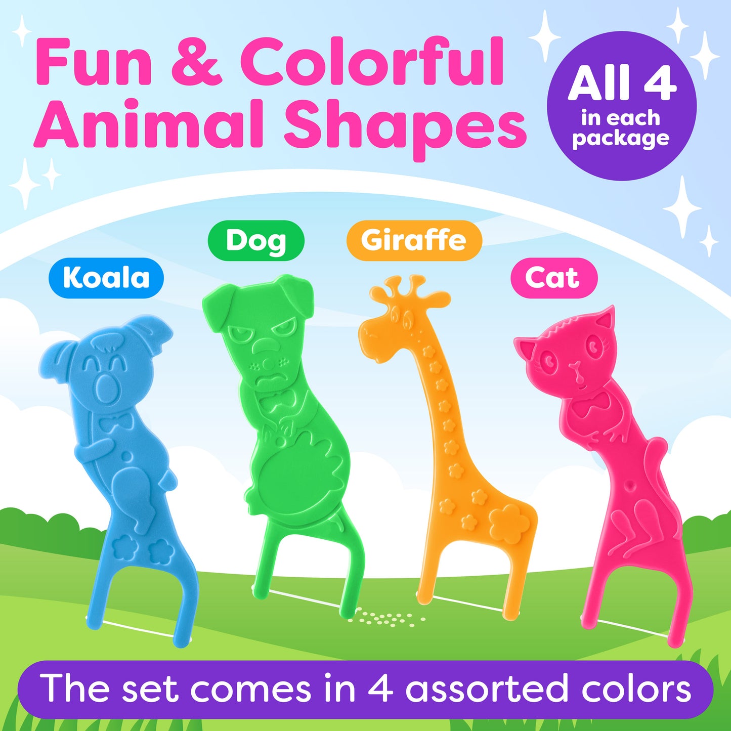 Kids Flossers Cute Animal Shapes Makes Flossing Fun, Kids Floss Picks, Glides Easy Between Teeth, Flosser Helps Prevent Tooth Decay & Gum Disease, Bubble Gum Flavored