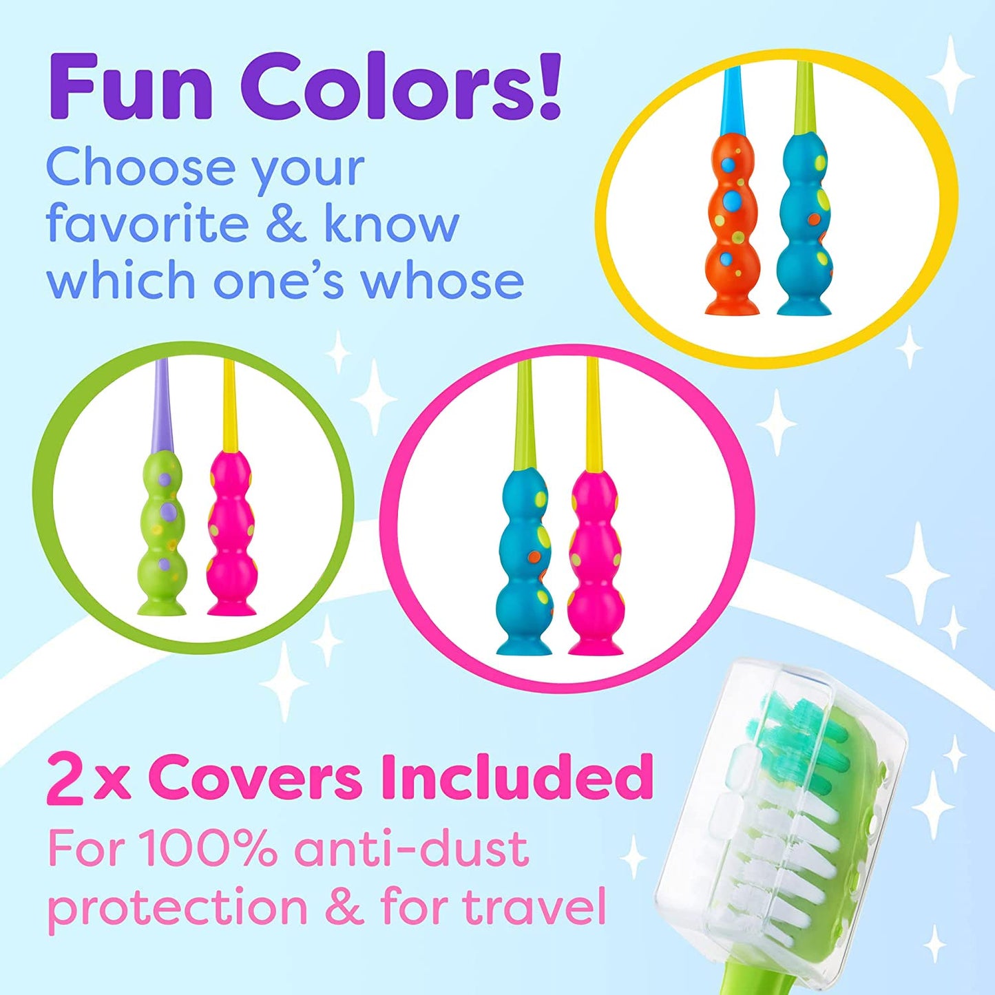 Trueocity Kids Toothbrush - Soft Contoured Bristles - Child Sized Brush Heads (3-10 Year Old) - Suction Cup for Fun & Easy Storage - Girl & Boy Set