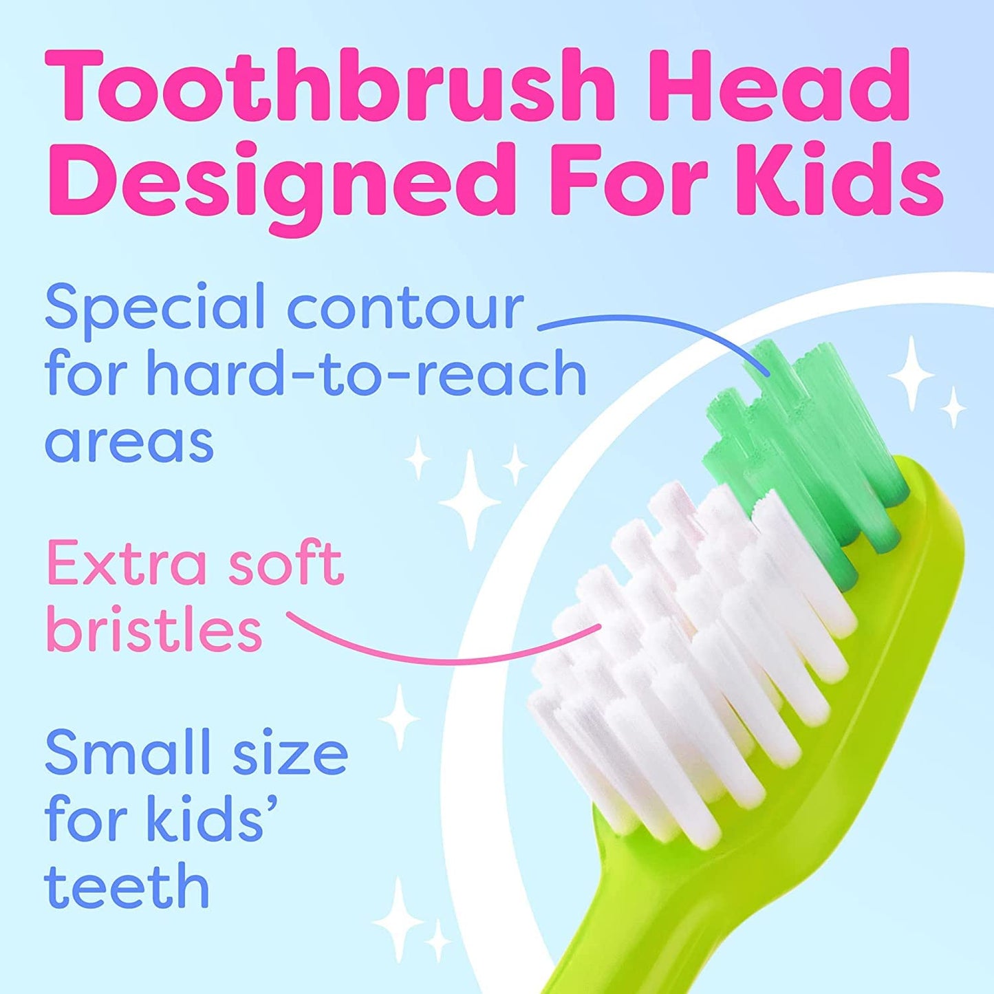 Trueocity Kids Toothbrush - Soft Contoured Bristles - Child Sized Brush Heads (3-10 Year Old) - Suction Cup for Fun & Easy Storage - Girl & Boy Set