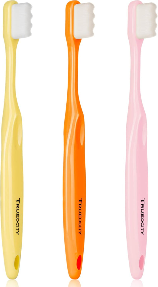 Nano Toothbrush Kids Soft Nanobrush - Nano Toothbrush 20,000 Bristles, Nano Brush for Gentle Oral Care, Baby & Toddler Ages 4-12, 3 Pack Unisex Colors (Yellow, Orange, Pink), Perfect for Small Hands
