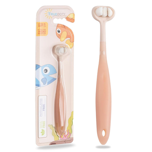 Trueocity Extra Soft Toddler Toothbrush, Toddler Toothbrushes 1-2 1-3, Toothhugger High Efficient 3 Sides Baby Toothbrush 12 Months and Up, Infant Training Brush, Sensory Oral Care Set (1 Pack)