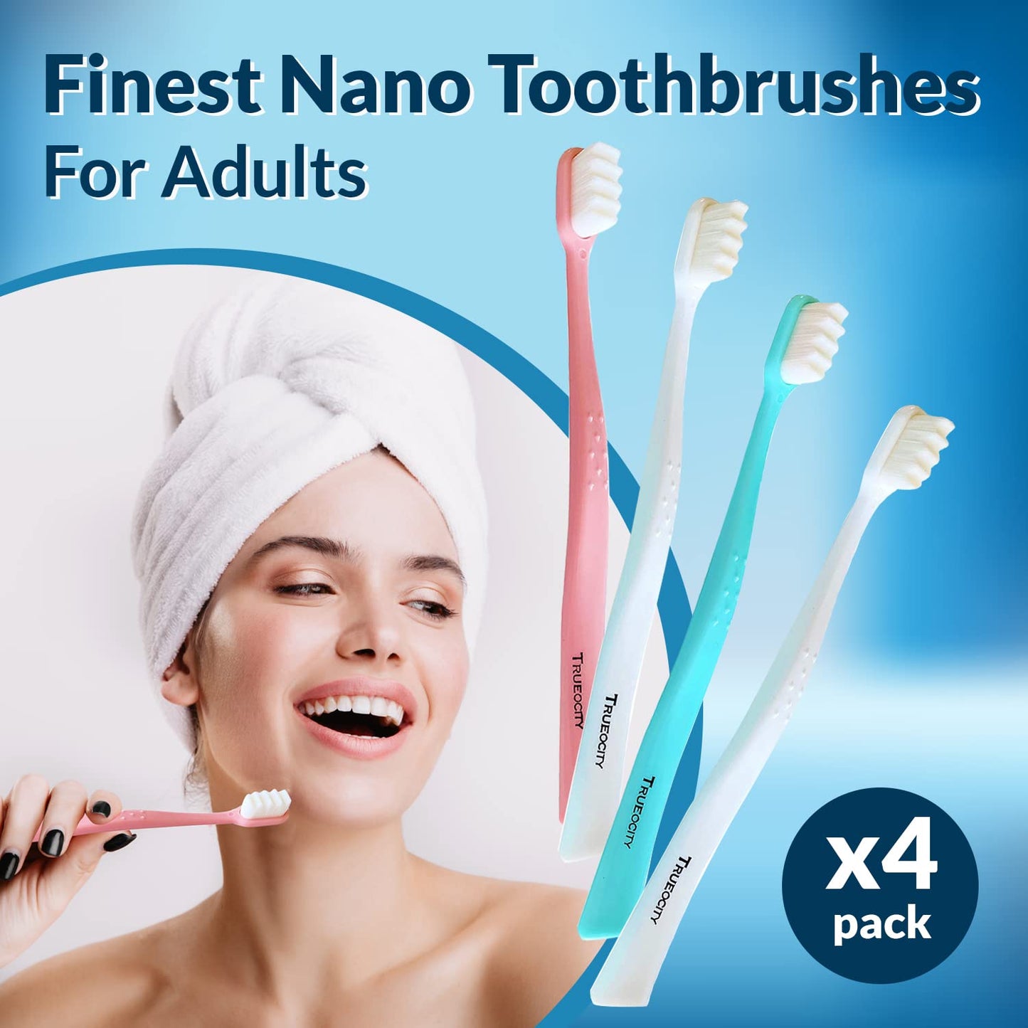 Extra Soft Toothbrush Micro Nano Toothbrush with 20,000 Bristles - 4 Pack