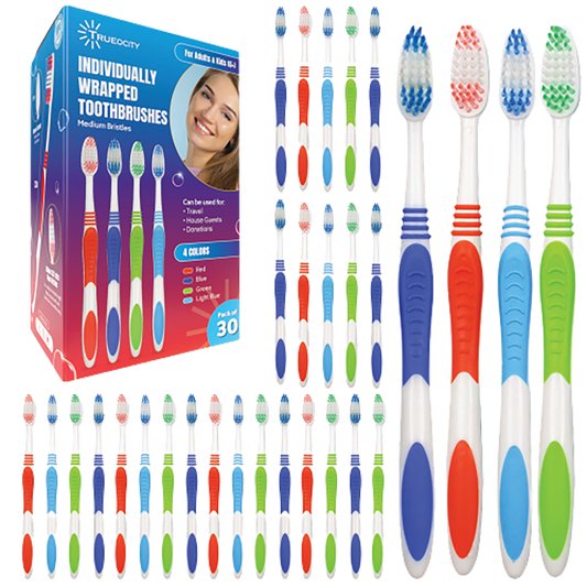 30 Travel Toothbrushes Bulk - Individually Wrapped
