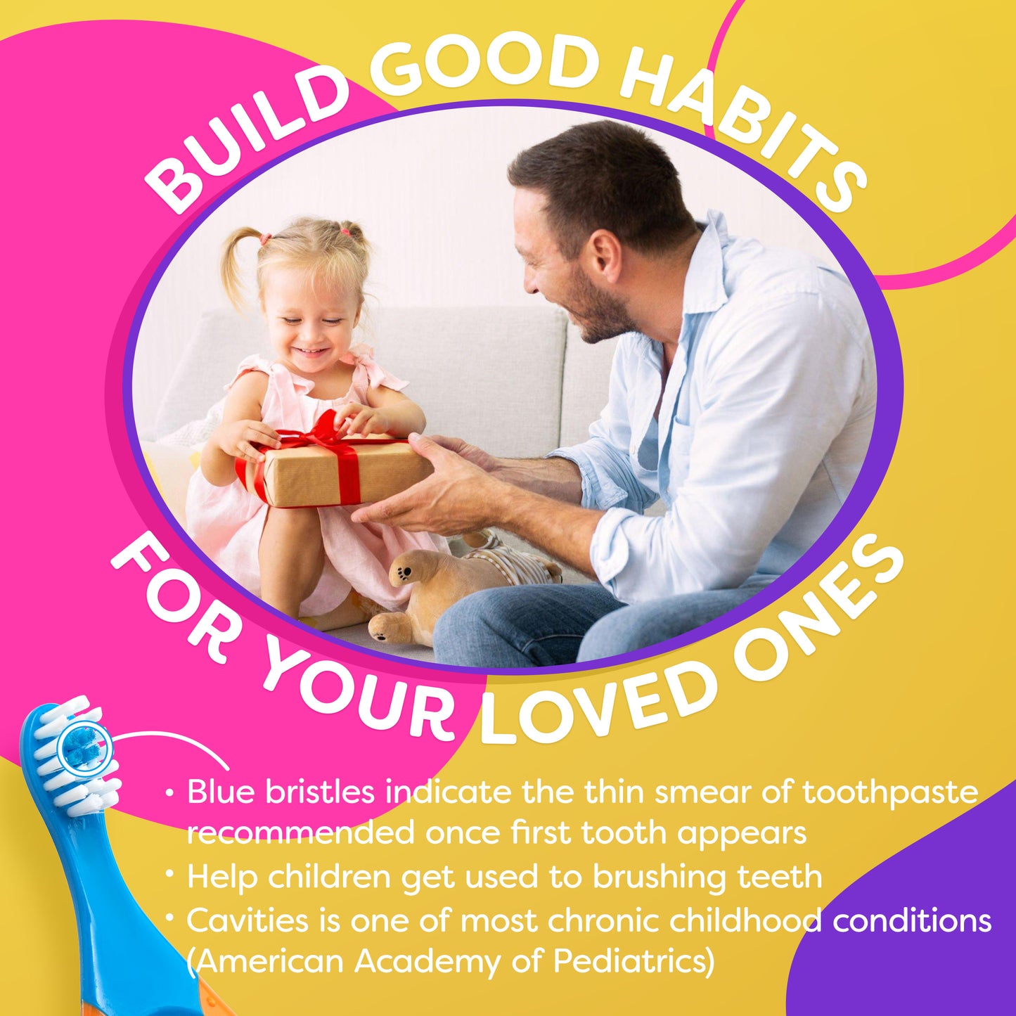 Trueocity Baby Toddler Toothbrush 4 Pack, Soft Bristles, Teething Finger Handle Toothbrushes for 0-2 Years - Training First Set (Blue, Green, Orange) - BPA Free