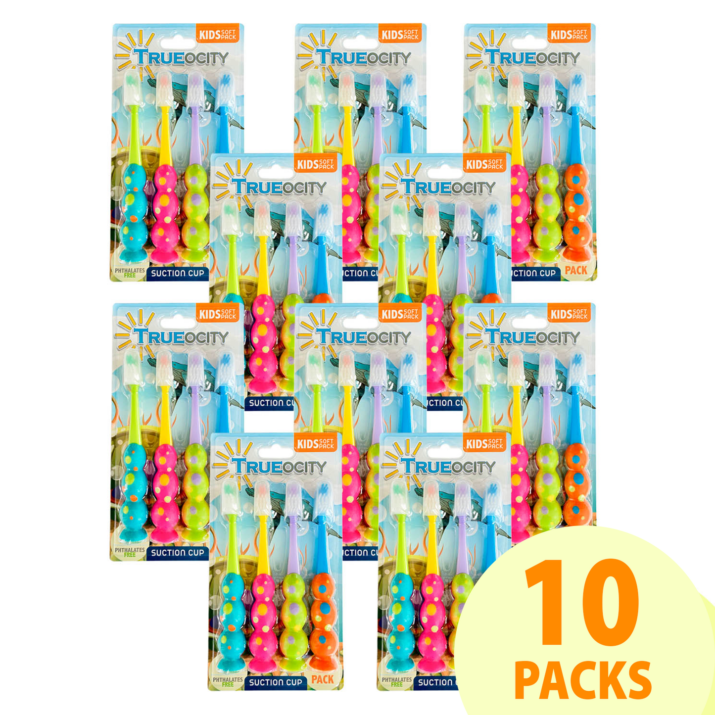 Kids Soft Contoured Bristles Toothbrush, 4 Pack / 10 sets